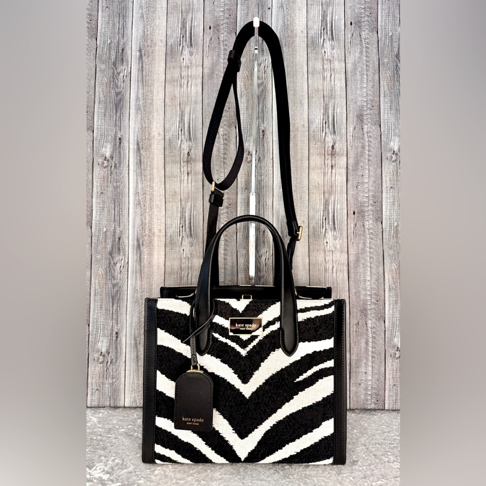 Kate Spade Manhattan Bold Zebra Boucle Jacquard Small Tote